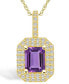 Amethyst (1-5/8 Ct. T.W.) and Diamond (1/2 Ct. T.W.) Halo Pendant Necklace in 14K Yellow Gold