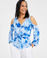 Фото #1 товара Women's Twist-Front Cold-Shoulder Top, Created for Macy's