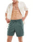 ASOS DESIGN swim shorts in mid length with cargo pockets in khaki Зеленый, S - W32 - фото #1