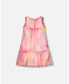 Girl Sleeveless Frills Mesh Dress Rainbow Swirl - Child