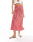 Wednesday's Girl polka dot print bias cut midaxi skirt in red