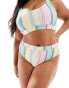 Pieces Curve high waisted bikini bottom co-ord in multi stripe