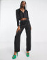 Фото #2 товара Signature 8 satin straight leg cargo trousers in black