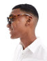 ASOS DESIGN round sunglasses with tortoiseshell temple in black