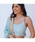 ფოტო #3 პროდუქტის Women's Shimmer Sky Blue Tiered Skirt with Blouse and Dupatta