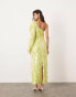 Фото #4 товара ASOS EDITION allover embellished one shoulder midi dress in lime