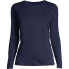 ფოტო #7 პროდუქტის Women's Petite Relaxed Supima Cotton Long Sleeve Crewneck T-Shirt