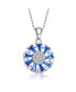 Фото #1 товара Sterling Silver Round and Baguette colored Cubic Zirconia Wreath Pendant Necklace