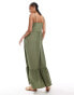 Фото #4 товара Pieces Tall frill bottom maxi dress in khaki