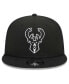 Фото #2 товара Men's Black Milwaukee Bucks Evergreen 9FIFTY Trucker Snapback Hat