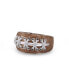 Sterling Silver Touchdown American Football Design Brown Rhodium Plated Band Men Ring