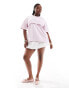 Фото #1 товара ASOS DESIGN Curve double layer oversized t-shirt with cropped cami overlay in washed pink