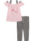 ფოტო #1 პროდუქტის Toddler Girls Off-Shoulder A-Line Tunic Top and Check Capri Leggings, 2 Piece Set