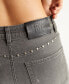 Фото #5 товара Women's Low-Rise Straight-Leg Studded Jeans