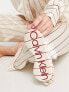 Фото #3 товара Calvin Klein premium satin revere pyjama and eyemask gift set in cream stripe