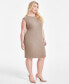 Фото #3 товара Plus Size Cap-Sleeve Shell Dress