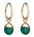 Round gold-plated earrings with green agate 2in1
