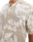 Jack & Jones floral shirt with revere collar in beige