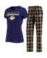 ფოტო #1 პროდუქტის Women's Purple, Gold Los Angeles Lakers Lodge T-shirt and Pants Sleep Set
