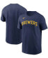 Фото #1 товара Men's Navy Milwaukee Brewers Team Wordmark T-shirt