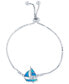 ფოტო #1 პროდუქტის Lab-Grown Blue Opal Sailboat Bolo Bracelet in Sterling Silver