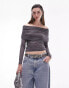 Topshop sheer long sleeve bardot in charcoal