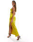 Фото #4 товара ASOS DESIGN strappy sweet heart neckline midi dress with contrast trim in olive green