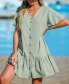 Фото #2 товара Women's Button-Up V-Neck Flounce Cover Up Dress