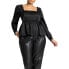 ფოტო #1 პროდუქტის Plus Size Ruffle Detail Satin Peplum Top