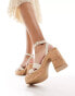 South Beach heeled cork sole sandal in natural