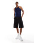 ASOS DESIGN muscle fit vest with thin straps in navy