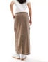 Фото #2 товара ONLY linen mix midi cargo skirt co-ord in washed brown