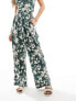 Фото #9 товара Abercrombie & Fitch co-ord wide leg linen blend trouser with elastic waist in green floral print