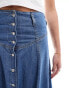 Фото #5 товара Levi's lightweight denim button through skirt in dark navy wash