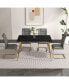 Modern Glass Table and PU Leather Chair Set