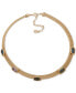 ფოტო #1 პროდუქტის Gold-Tone Mixed Stone Tile Chain Collar Necklace, 16" + 3" extender