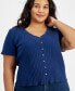 Trendy Plus Size Ribbed Short-Sleeve Top