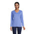 ფოტო #9 პროდუქტის Women's Tall Relaxed Supima Cotton Long Sleeve V-Neck T-Shirt