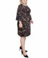 ფოტო #3 პროდუქტის Plus Size 3/4 Sleeve Tie Front Dress