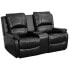 Allure Series 2-Seat Reclining Pillow Back Black Leather Theater Seating Unit With Cup Holders