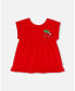 Girl Organic Cotton Long Top With Frill True Red - Child