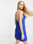 Фото #1 товара Only satin mini dress with diamonte straps in bright blue