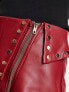 Фото #5 товара ASOS DESIGN faux leather mini skirt with stud details in red