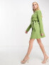 Vila tailored mini blazer dress with tie belt in olive green