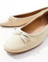 ASOS DESIGN Lullaby basic bow Ballet in Natural Fabrication Бежевый, 38 - фото #6