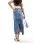 & Other Stories column denim midi skirt in midwash blue