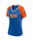 ფოტო #3 პროდუქტის Women's Royal New York Mets Glitz and Glam League Diva Raglan V-Neck T-shirt