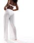 Pieces ladder lace wide leg trousers in white