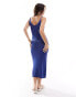 Mango knitted lurex midi dress in blue