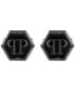 ფოტო #1 პროდუქტის Stainless Steel Logo Black Hexagon Cuff Links